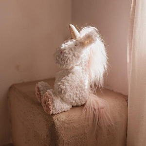 Мягкая игрушка Mrs. Ertha "Единорог Mrs. Peggie", белая с розовым, 31 см